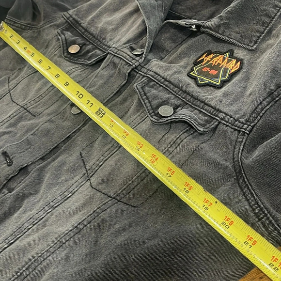Leppard Ash Grey Black Junkfood denim Jean Patch Long Sleeve Oversized Jacket XS - Picture 10 of 13